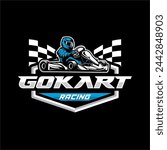 go kart racing logo vector