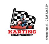 Go kart racing logo vector isolated. Ready made Karting logo design template