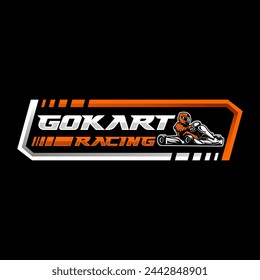 go kart racing logo vector