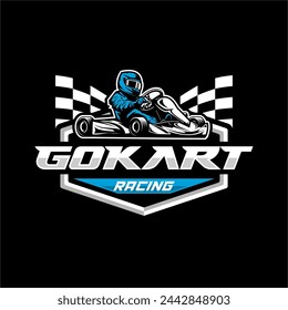 go kart racing logo vector