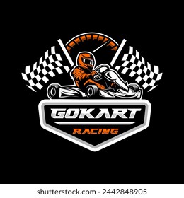 go kart racing logo vector