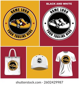 Go kart racing logo vector. Go Kart racing vector illustration in colorful design 