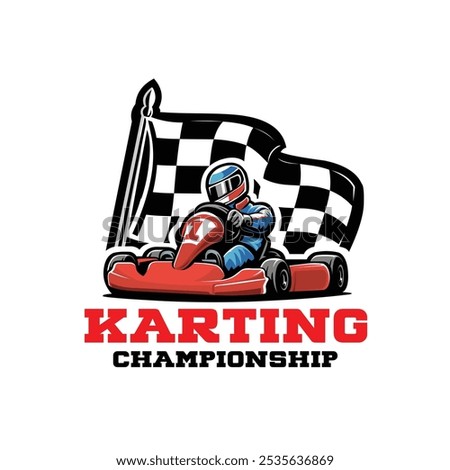 Go kart racing logo vector isolated. Ready made Karting logo design template