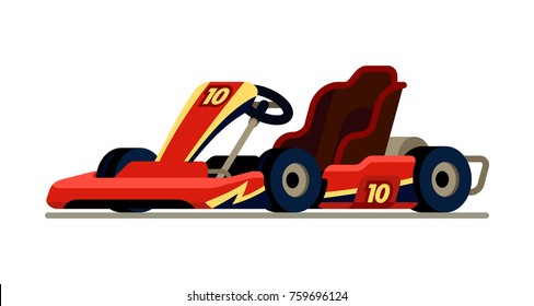 Go kart racing in modern  flat style vector illustration
