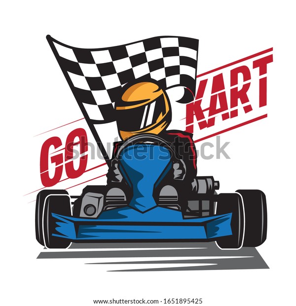Go Kart racing sport with flag, good for logo\
event also tshirt design