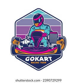 Go Kart racing vector illustration in colorful design, good for event logo, t shirt design and racing team logo