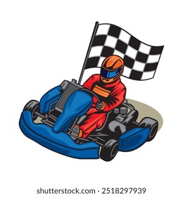 Go Kart racing vector illustration in colorful design, good for event logo also t shirt and racing team logo