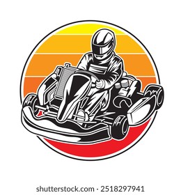 Go Kart racing vector illustration in colorful design, good for event logo also t shirt and racing team logo