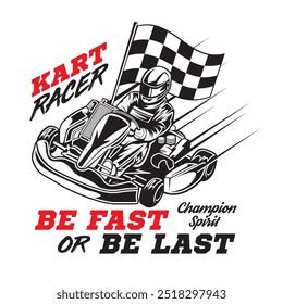 Go Kart Ilustración vectorial de carreras en diseño colorido, bueno para el logotipo del evento también camiseta y logotipo del equipo de carreras