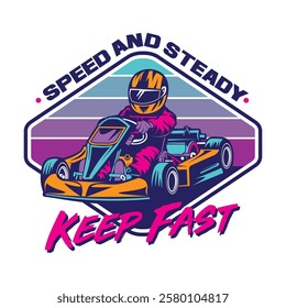 go kart racing vector illustration, perfect for t-shirt design and team logo design