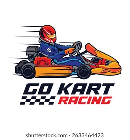 Go kart racing vector illustratie, perfect voor t-shirt ontwerp	