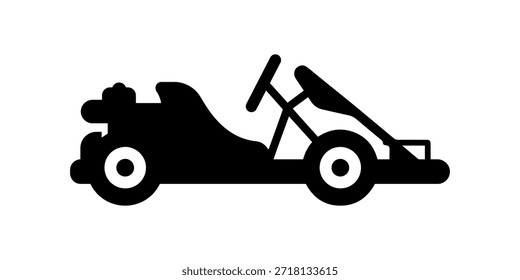 Vá kart silhueta vetor projeto de ilustração plana. Ir ícone do kart.