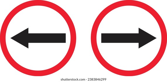 Go to the left and right traffic sign vector isolated on white background