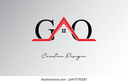 GO Letter House Logo – Creative Real Estate Monogram with Roof Icon and Home Shape for Property, Architecture and Modern Branding
