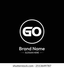 GO Letter Logo Design. Black Background.