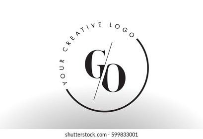 GO Letter Logo Design with Creative Intersected and Cutted Serif Font.