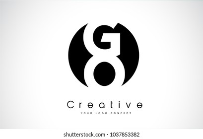 GO Letter Logo Design inside a Black Circle. Creative Lettering Logo Vector Illustration.