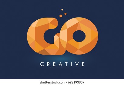 GO Letter With Origami Triangles Logo. Creative Yellow Orange Origami Design Letters.