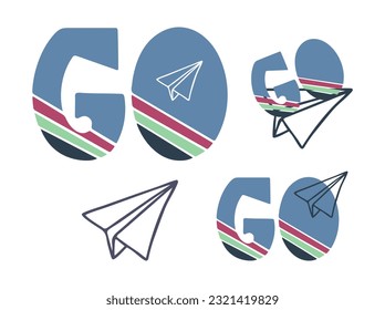 Go Lettering with airplane illustration