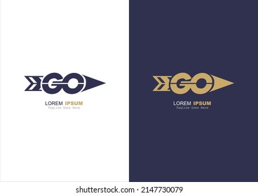 GO Letters Combined with Arrow Logo Vector 