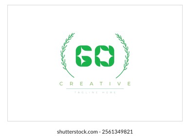 GO letters eco logo with leaf. Fresh nature and healthy leaf logo design.