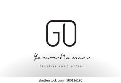 GO Letters Logo Design Slim. Simple and Creative Black Letter Concept Illustration.
