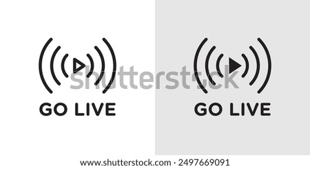Go live icon Black line art vector logo set