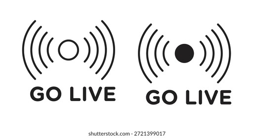 Ir en vivo conjunto de conceptos de iconos. Colección de íconos simple