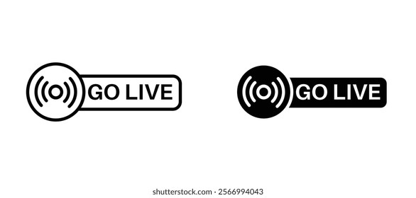 Go live icons in outline and fill. vector illustration for ui.