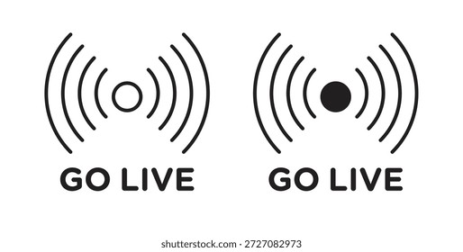 Ir a conjunto de iconos en vivo. Ilustración vectorial de línea simple