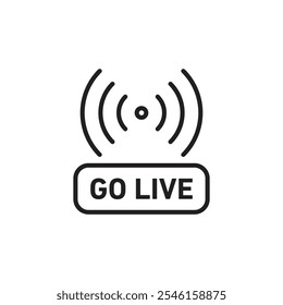 Ícone de vetor de linha fina Go Live