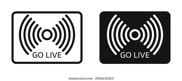 Go live vector icon in black and blue colors