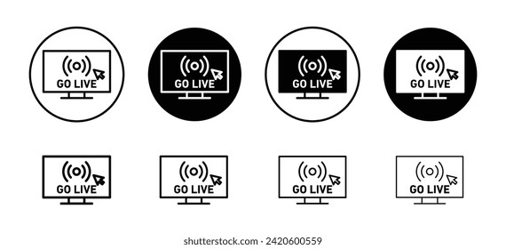 Go live vector icon set collection. Go live Outline flat Icon.