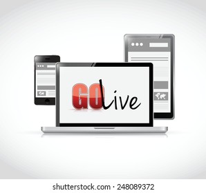 Go Live Website Responsive Illustration Design Over A White Background