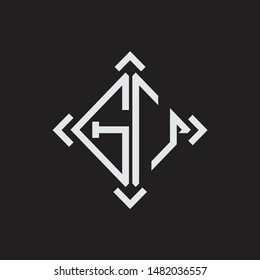 GO Logo Abstrac letter Monogram with Arrow in every side isolated on black background