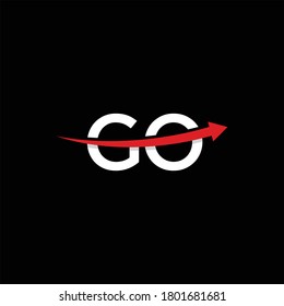 GO logo with arrow, vector illustration