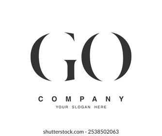 GO logo design. Initial letter g and o serif font style. Creative classic company name typography. Trendy logotype or identity. Vector illustration.