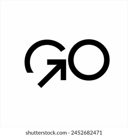 Das "Go" Logo-Design ist einfach mit einem Pfeil auf dem Buchstaben G.