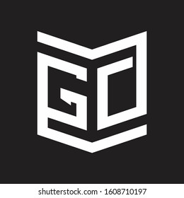 GO Logo Emblem Monogram With Shield Style Design Template Isolated On Black Background