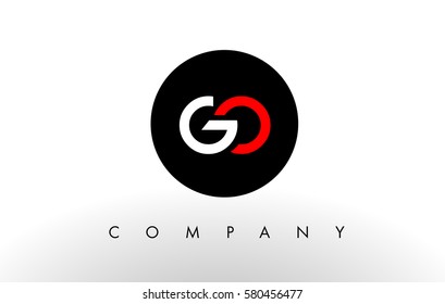 GO Logo.  Letter Design Vector with Red and Black Colors.