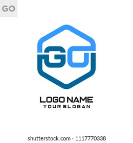 GO logo letter initial, Abstract polygonal Background Logo,