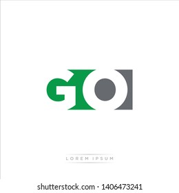 GO Logo Letter with Modern Negative space - Green and Grey Color EPS 10