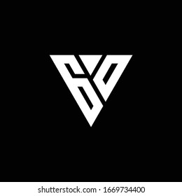 GO Logo letter monogram with triangle shape design template isolated on black background