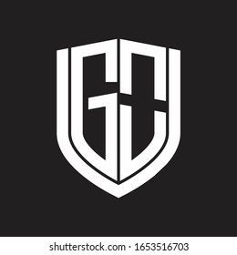 GO Logo monogram with emblem shield design isolated on black background