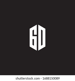GO Logo monogram with hexagon shape style design template isolated on black background