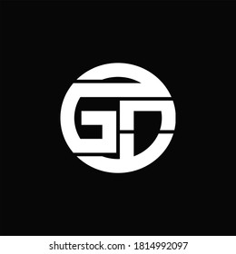 GO Logo monogram with rounded line swipe design template on black background