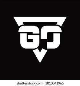 GO Logo monogram with triangle shape rounded design template on black background