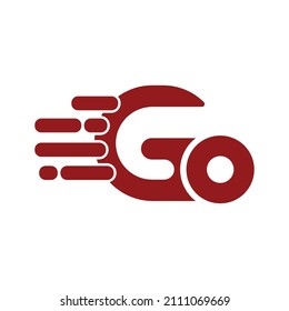 GO Logo. GO logo with run. Design logotype with modern concept. Design Template Element. Design Vector Illustration