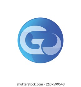 GO logo. Sea wave image. Typography concept. Blue Circle. logo with modern concept. design vector Illustration.