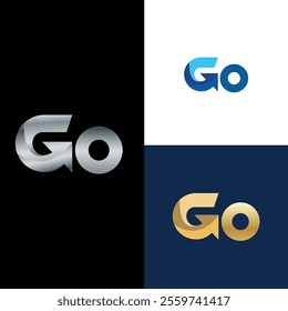 GO logo vector, illustration up, start symbol, initial letter g and o sign.